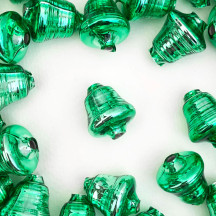 3 Light Green Bell Beads 1" ~ Czech Republic