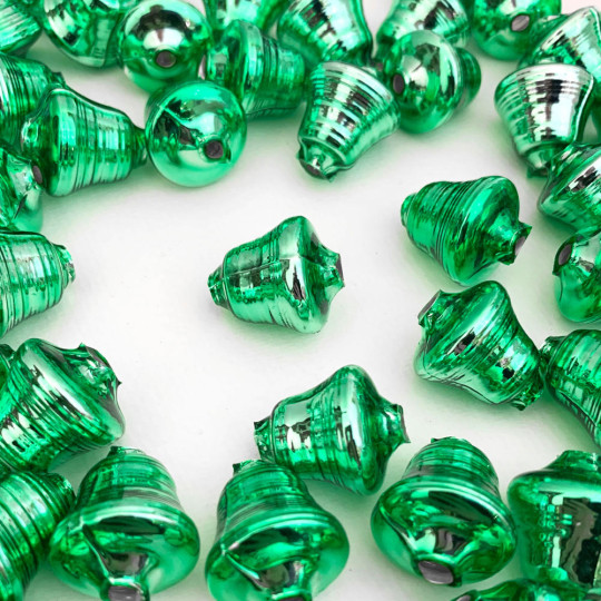 3 Light Green Bell Beads 1" ~ Czech Republic