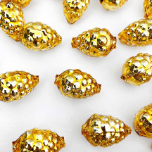 3 Gold Berry or Grape Glass Beads 1" ~ Czech Republic