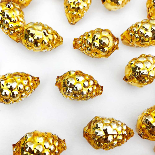 3 Gold Berry or Grape Glass Beads 1" ~ Czech Republic