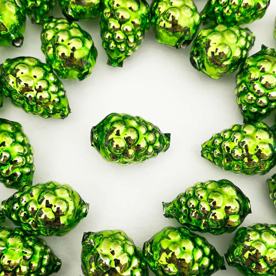 3 Lime Green Berry or Grape Glass Beads 1" ~ Czech Republic