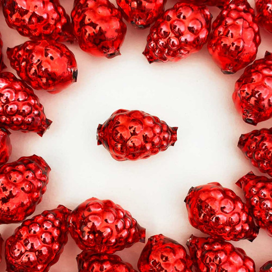 3 Red Berry or Grape Glass Beads 1" ~ Czech Republic
