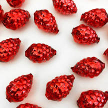 3 Red Berry or Grape Glass Beads 1" ~ Czech Republic