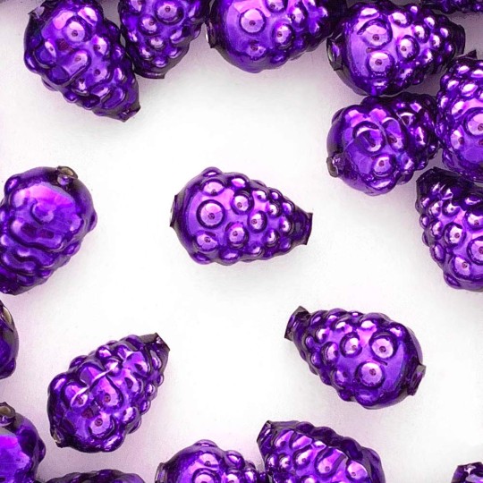 3 Purple Berry or Grape Glass Beads 1" ~ Czech Republic