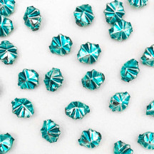 8 Small Aqua Starburst Blown Glass Beads .5" ~ Czech Republic