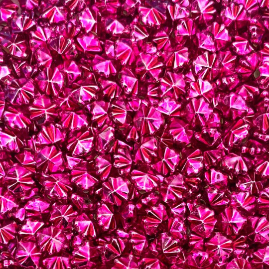 8 Small Hot Pink Starburst Blown Glass Beads .5" ~ Czech Republic