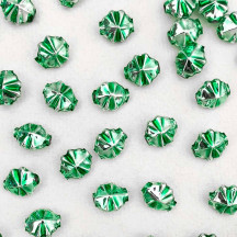 8 Small Light Green Starburst Blown Glass Beads .5" ~ Czech Republic