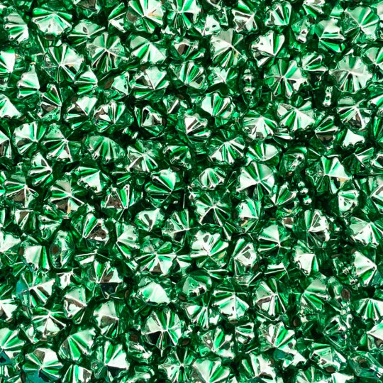 8 Small Light Green Starburst Blown Glass Beads .5" ~ Czech Republic