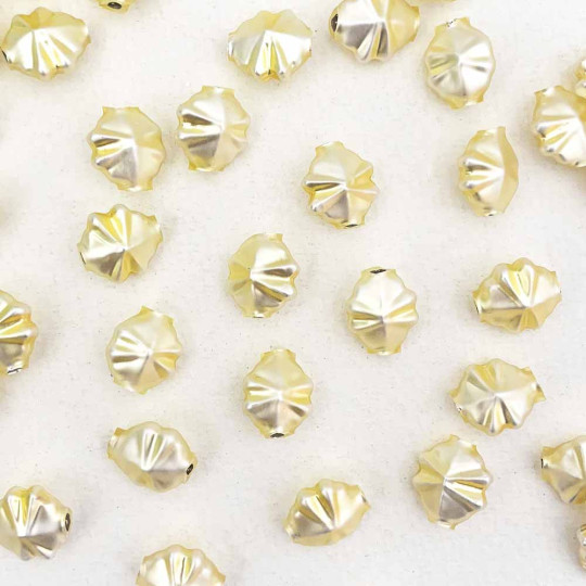 8 Small Matte Pale Yellow Starburst Blown Glass Beads .5" ~ Czech Republic