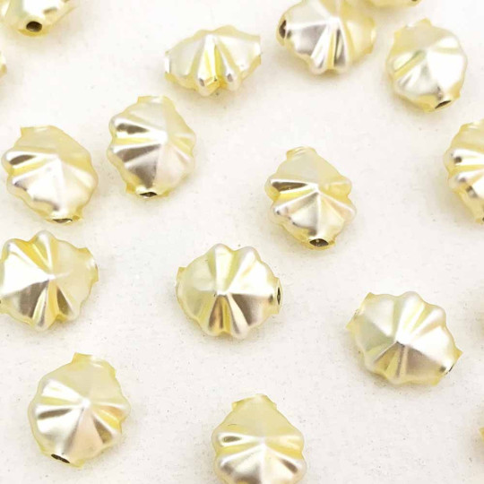 8 Small Matte Pale Yellow Starburst Blown Glass Beads .5" ~ Czech Republic