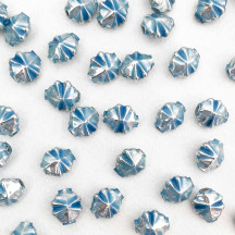 8 Small Pearl Light Blue Starburst Blown Glass Beads .5" ~ Czech Republic