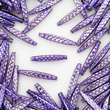 5 Light Purple Quilted Drop Blown Glass Beads 1.25" ~ Czech Republic