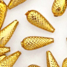 3 Large Gold Pine Cone Beads 1.75" ~ Czech Republic