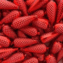 3 Large Red Pine Cone Beads 1.75" ~ Czech Republic