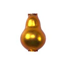 3 Matte Golden Blown Glass Pear Beads 1-1/8" ~ Czech Republic