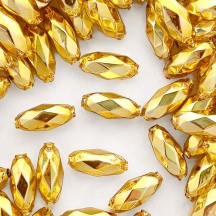 7 Gold Faceted Beads 1" ~ Czech Republic