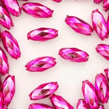 7 Hot Pink Faceted Beads 1" ~ Czech Republic