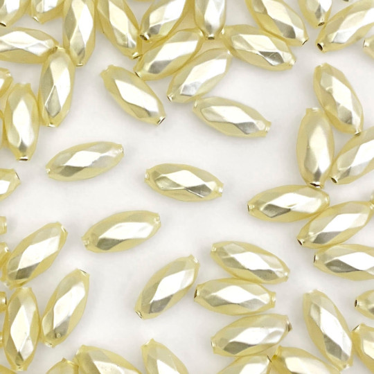 7 Matte Palest Yellow Faceted Beads 1" ~ Czech Republic