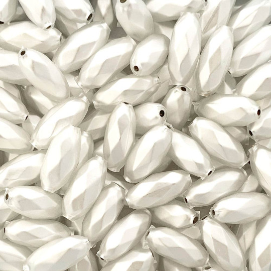 7 Matte White Faceted Beads 1" ~ Czech Republic
