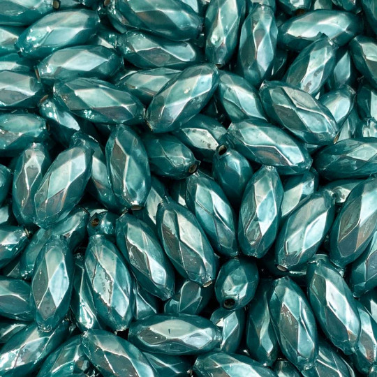 7 Pearl Dusty Blue Faceted Beads 1" ~ Czech Republic