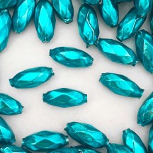 7 Pearl Teal Faceted Beads 1" ~ Czech Republic