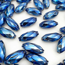 7 Blue Faceted Beads 1" ~ Czech Republic