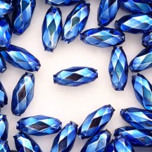 7 Blue Faceted Beads 1" ~ Czech Republic