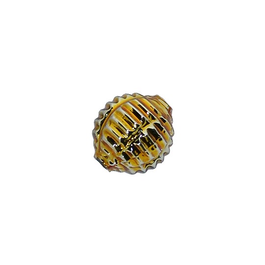 7 Gold Fancy Ribbed Balls Blown Glass Beads .625" ~ Czech Republic