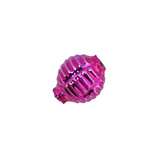 7 Hot Pink Fancy Ribbed Balls Blown Glass Beads .625" ~ Czech Republic
