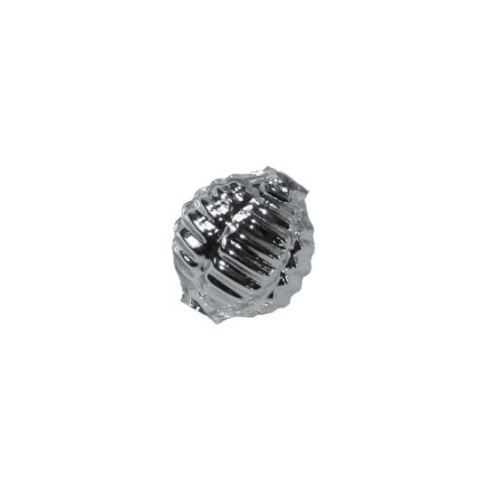 7 Silver Fancy Ribbed Balls Blown Glass Beads .625" ~ Czech Republic