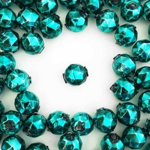 8 Dark Teal Faceted Ball Blown Glass Beads 13mm ~ Czech Republic
