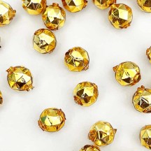 8 Gold Faceted Ball Blown Glass Beads 13mm ~ Czech Republic