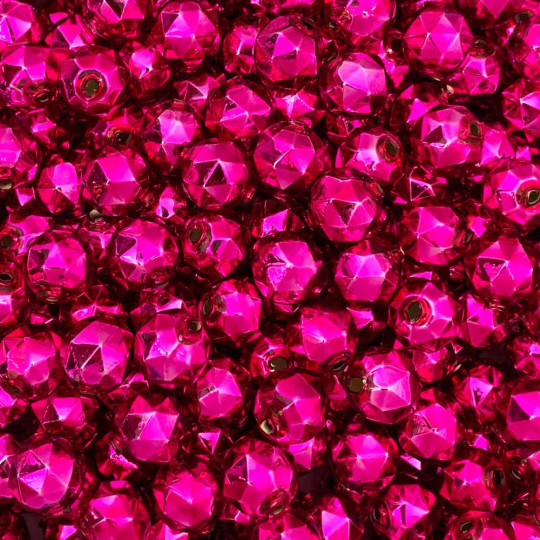 8 Hot Pink Faceted Ball Blown Glass Beads 13mm ~ Czech Republic