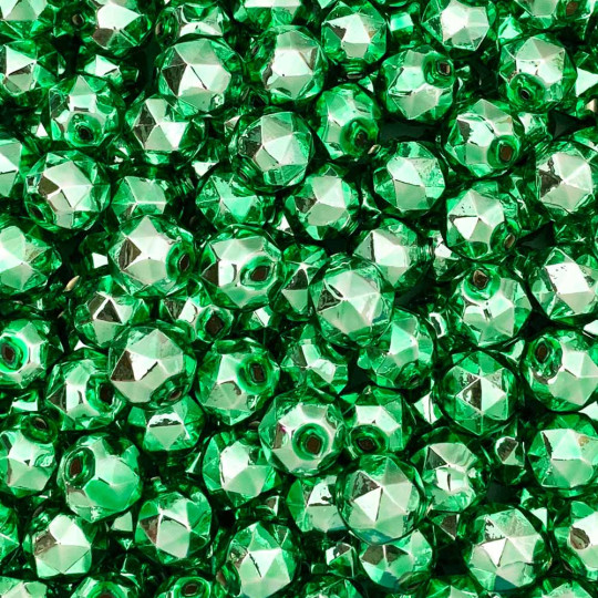 8 Light Green Faceted Ball Blown Glass Beads 13mm ~ Czech Republic