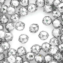 8 Silver Faceted Ball Blown Glass Beads 13mm ~ Czech Republic
