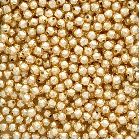 15 Matte Champagne Faceted Ball Blown Glass Beads 8mm ~ Czech Republic