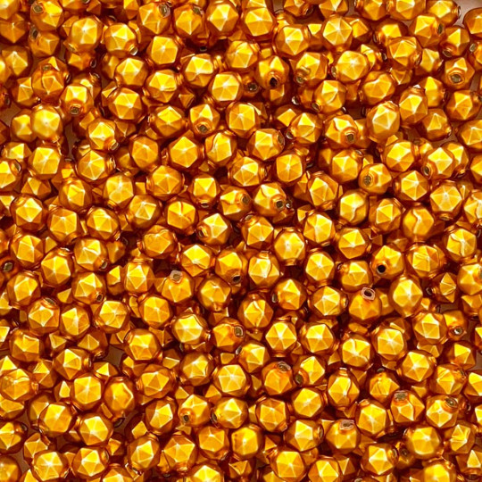 15 Matte Goldenrod Faceted Ball Blown Glass Beads 8mm ~ Czech Republic