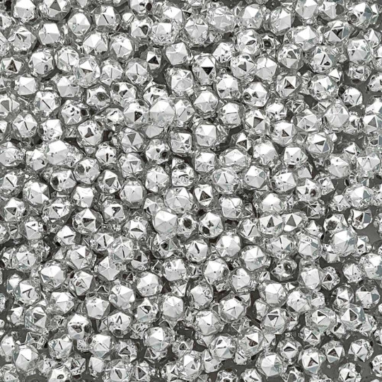15 Silver Faceted Ball Blown Glass Beads 8mm ~ Czech Republic
