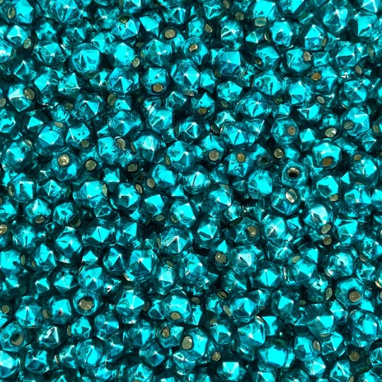 20 Aqua Faceted Ball Blown Glass Beads Tiny 6mm ~ Czech Republic