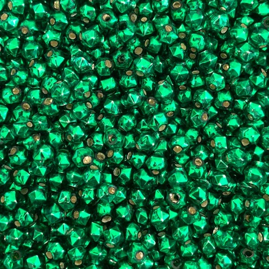 20 Green Faceted Ball Blown Glass Beads Tiny 6mm ~ Czech Republic