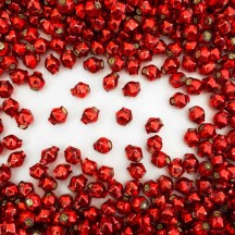 20 Red Faceted Ball Blown Glass Beads Tiny 6mm ~ Czech Republic