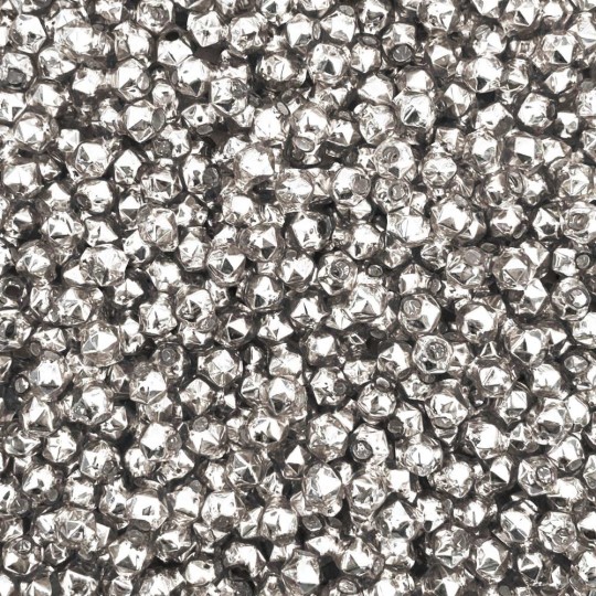 20 Silver Faceted Ball Blown Glass Beads Tiny 6mm ~ Czech Republic