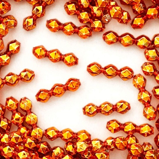 10 Copper Faceted 3-Bump Blown Glass Beads 8mm ~ Czech Republic