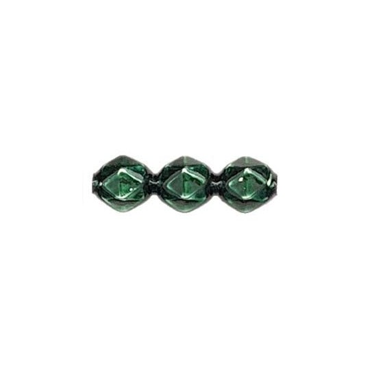 10 Dark Green Faceted 3-Bump Blown Glass Beads 8mm ~ Czech Republic