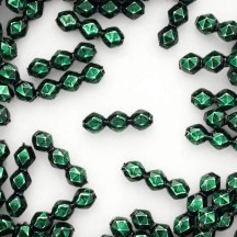 10 Dark Green Faceted 3-Bump Blown Glass Beads 8mm ~ Czech Republic