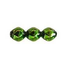 10 Green Faceted 3-Bump Blown Glass Beads 8mm ~ Czech Republic