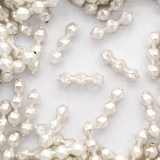 10 Matte White Faceted 3-Bump Blown Glass Beads 8mm ~ Czech Republic