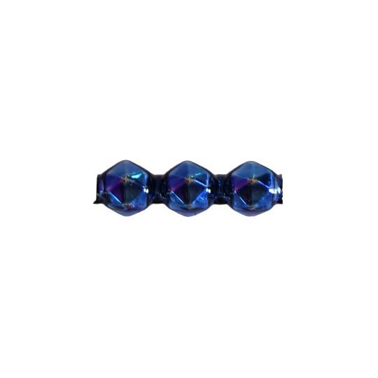 10 Blue Faceted 3-Bump Blown Glass Beads 8mm ~ Czech Republic