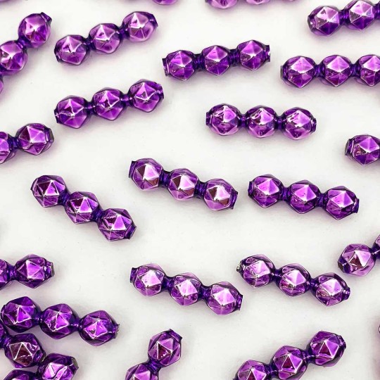 10 Violet Purple Faceted 3-Bump Blown Glass Beads 8mm ~ Czech Republic