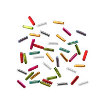 40 Tiny Mixed Color Rectangular Blown Glass Beads 12mm ~ Czech Republic